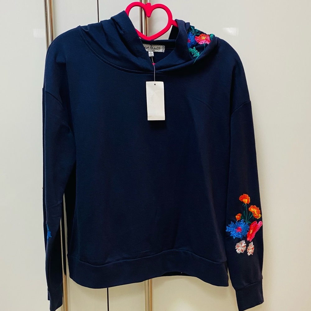 NWT Cravefame Blue Hoodie with Embroidery Navy Size Small